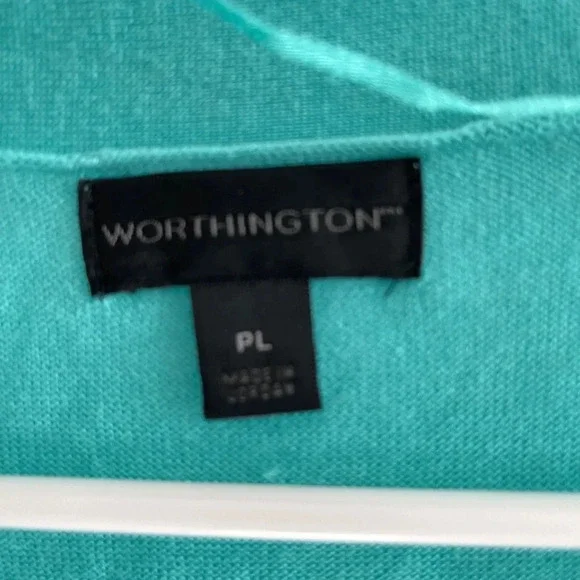 Worthington Teal Lightweight 3/4 Sleeve Flyaway Cardigan Size Petite Large - Picture 3 of 7